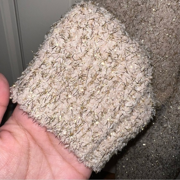 Ava & Viv Khaki and Sparkly Gold Tinsel V-Neck Very Soft Sweater Size X/14W - Picture 6 of 12